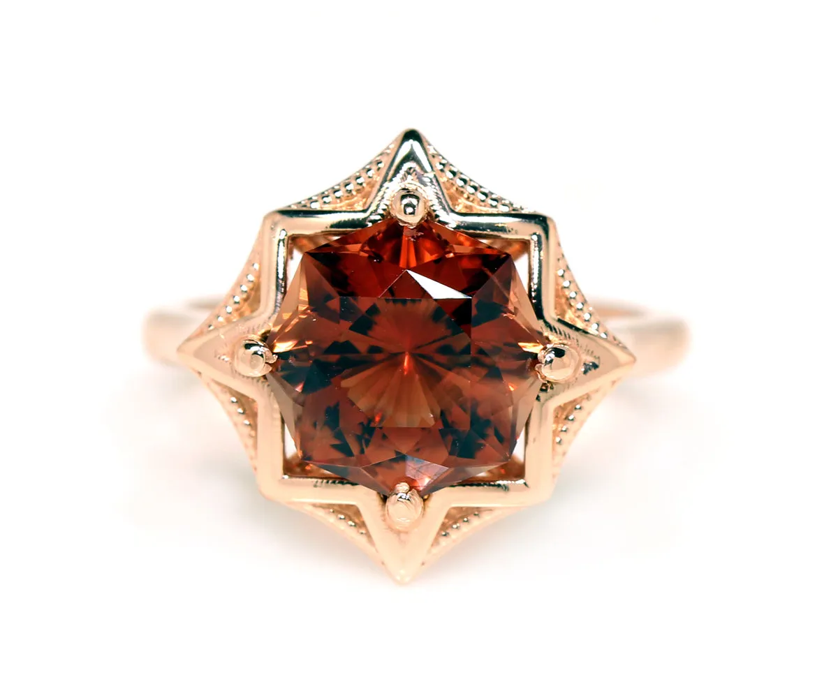Sunstone Starburst Rose Gold Ring