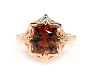Sunstone Starburst Rose Gold Ring