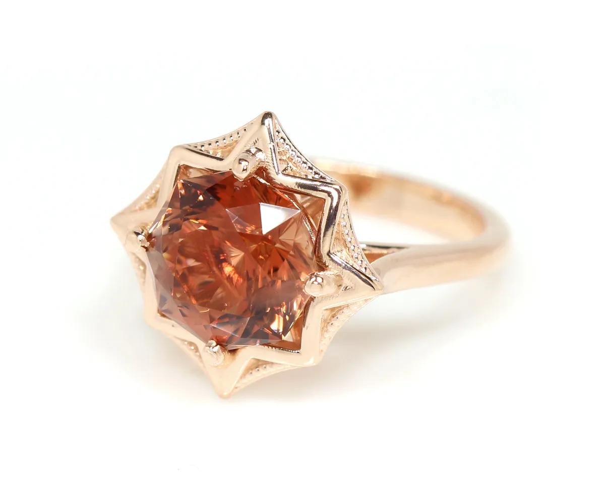 Sunstone Starburst Rose Gold Ring