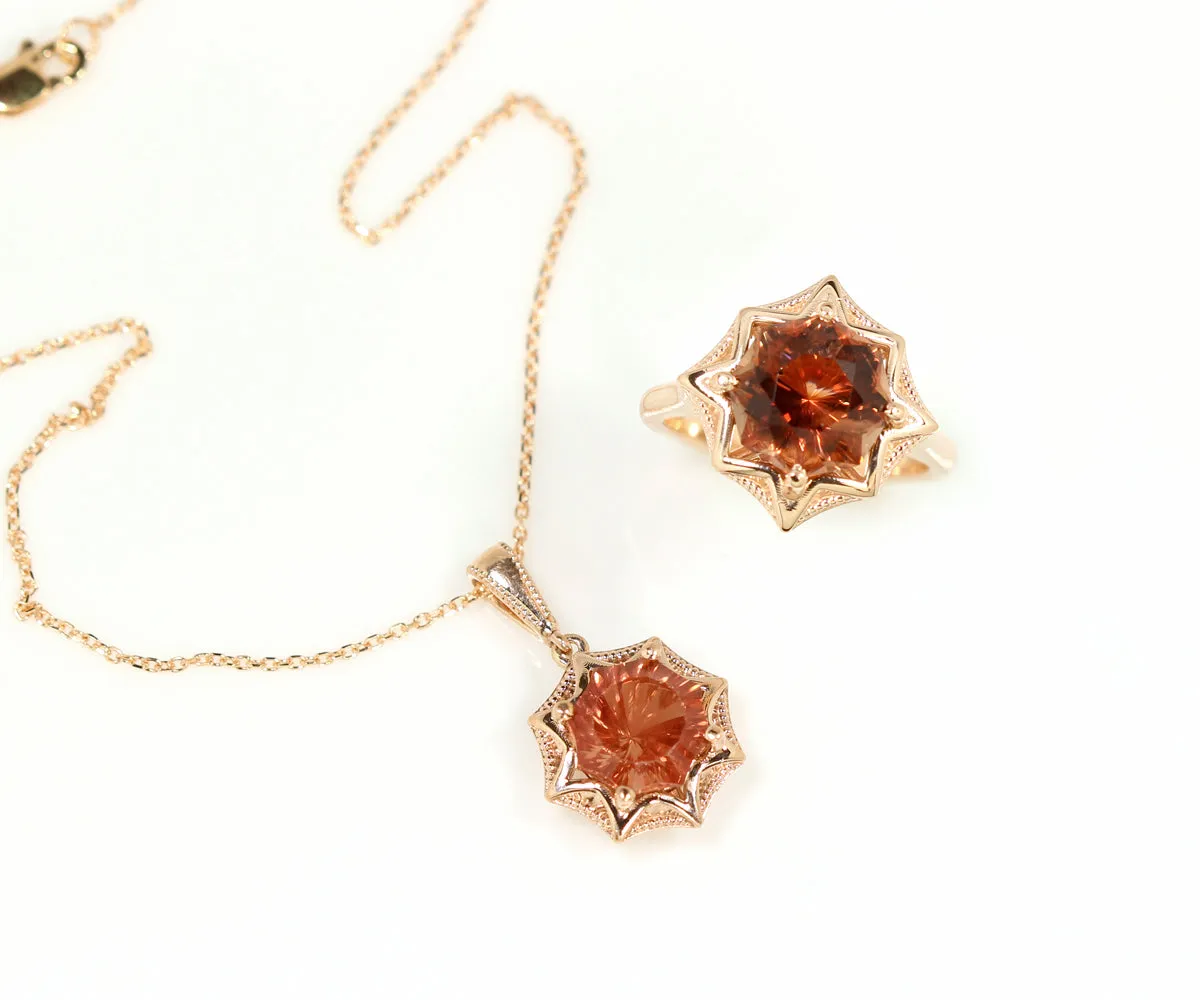 Sunstone Starburst Rose Gold Ring