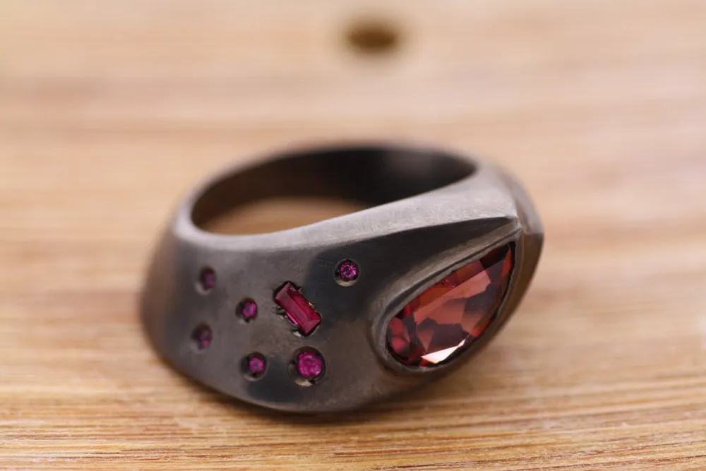 Tourmaline Sapphire and Ruby  Statement ring